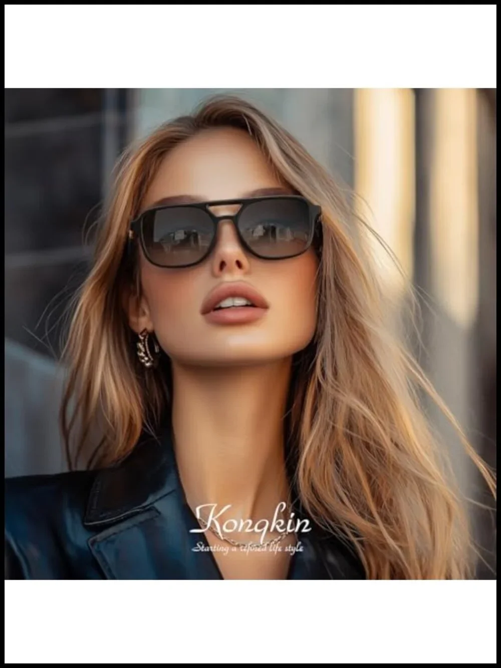 Retro Aviator Polarized Sunglasses UV Protection Trendy Vintage Rectangle Shades
